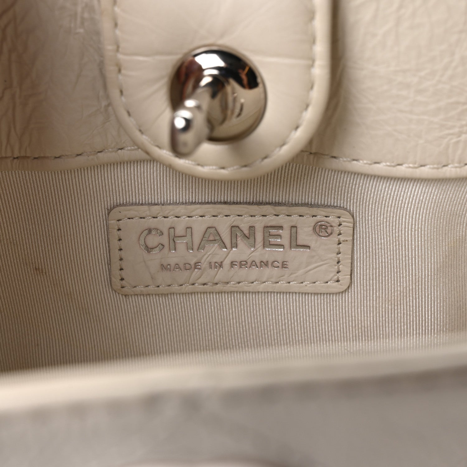 Crumpled Calfskin Bucket Bag White