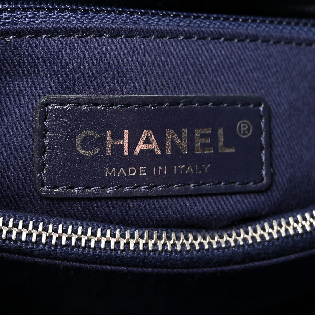 Denim Quilted Small Coco Handle Flap Blue