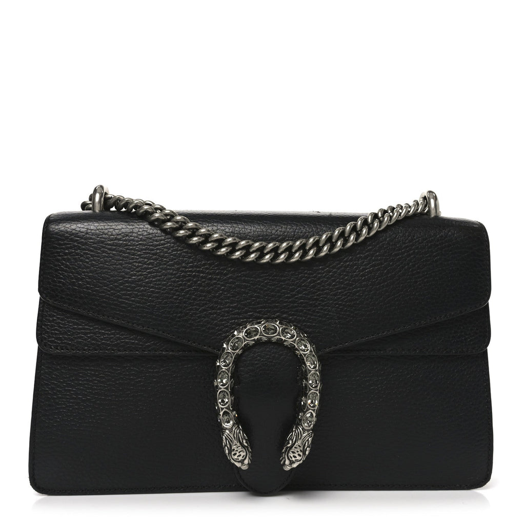 Pebbled Calfskin Small Dionysus Shoulder Bag Black