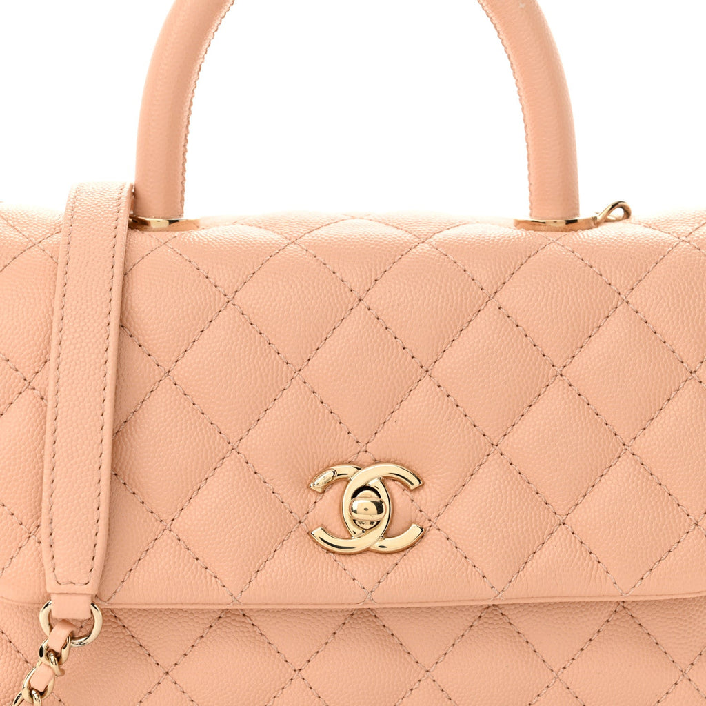 Caviar Quilted Mini Coco Handle Flap Light Pink