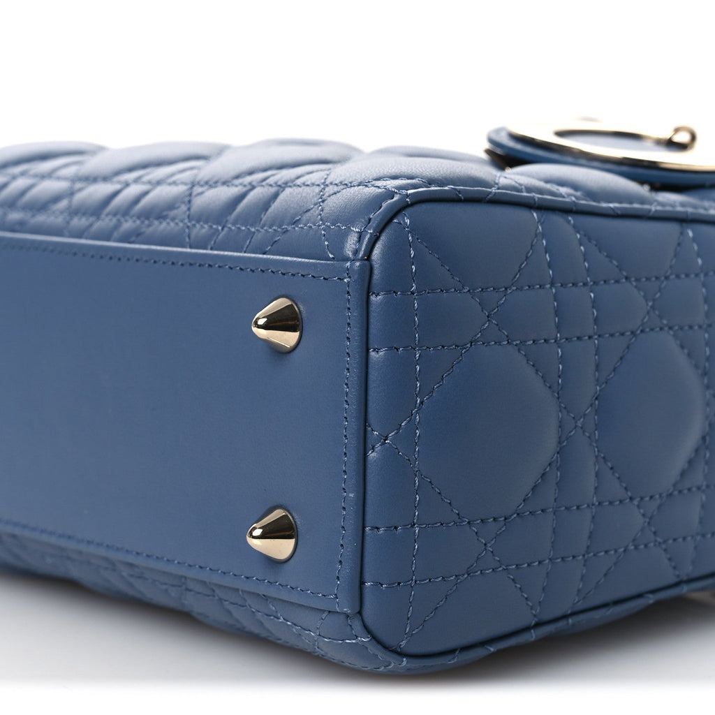 Lambskin Cannage Small My ABCDior Lady Dior Blue Denim