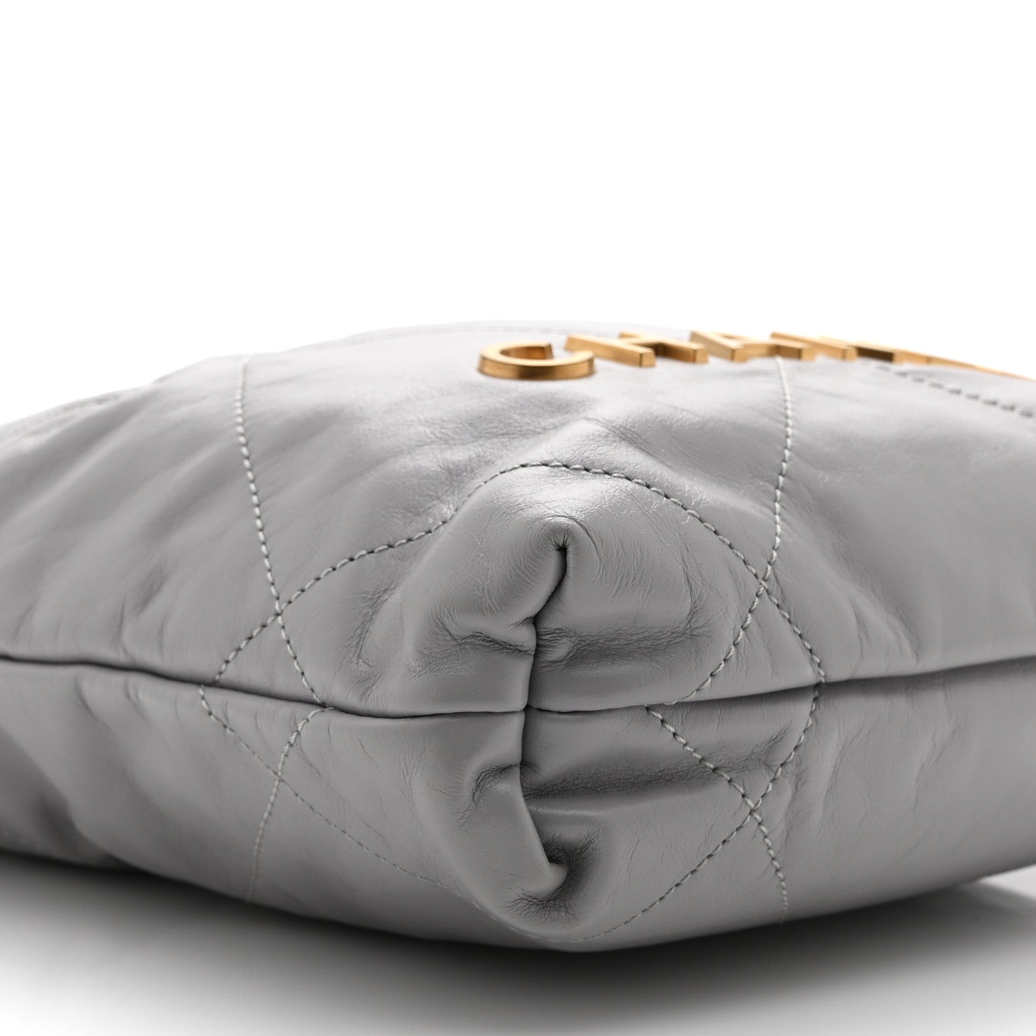 Shiny Calfskin Quilted Mini Chanel 22 Grey