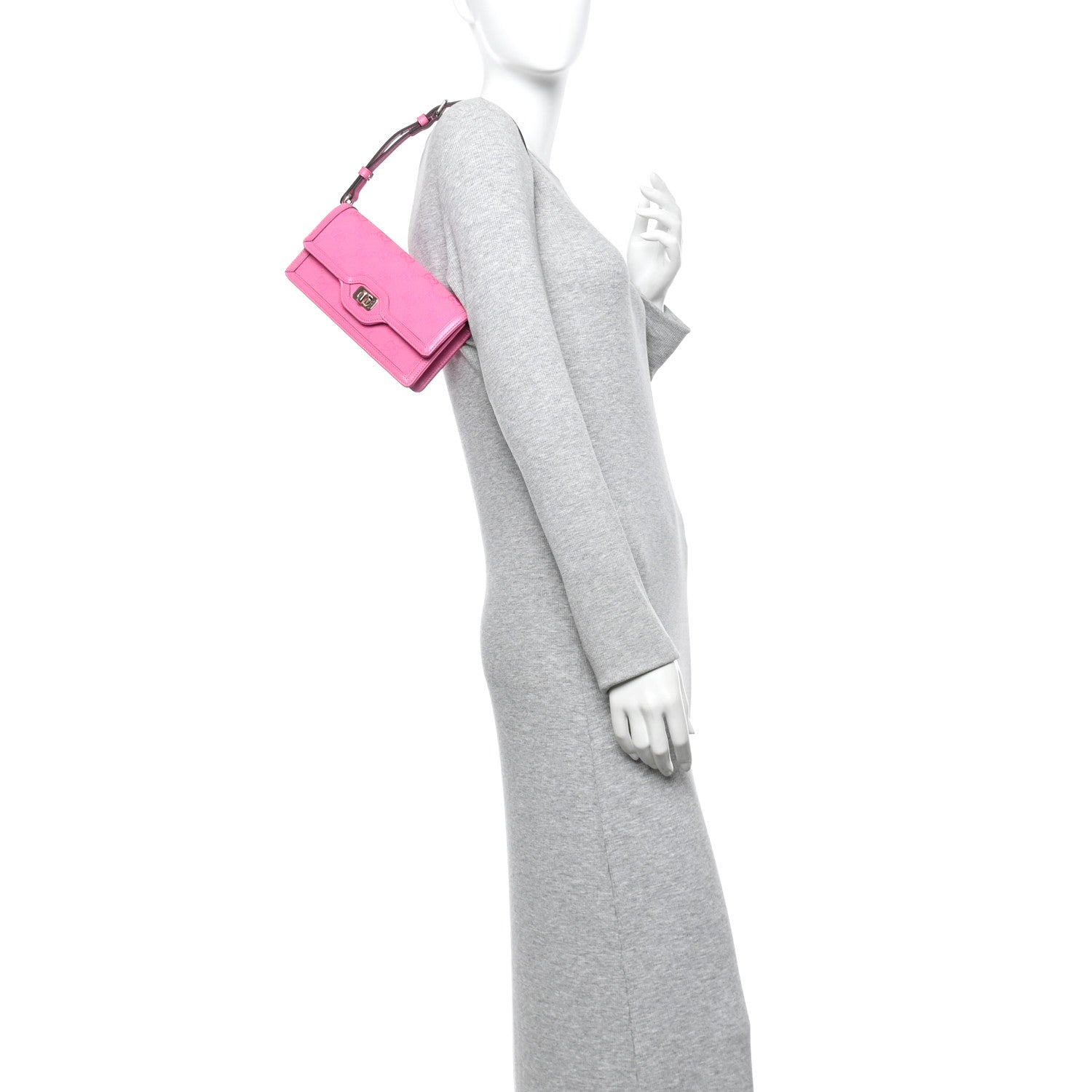 GG Monogram Scratch Lux Calfskin Mini Luce Shoulder Bag Rose Dark Blossom