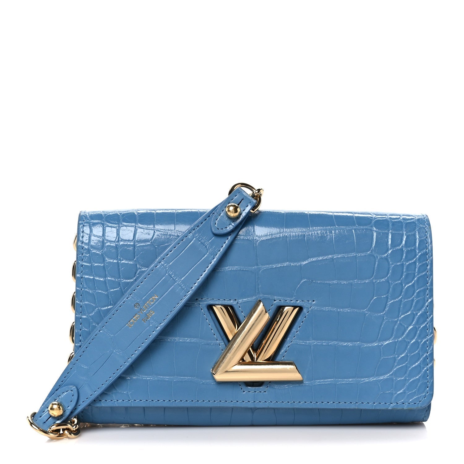 Crocodile Twist Chain Wallet Bleuet