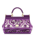 Canvas Embroidery Majolica Small Sicily Handbag Purple