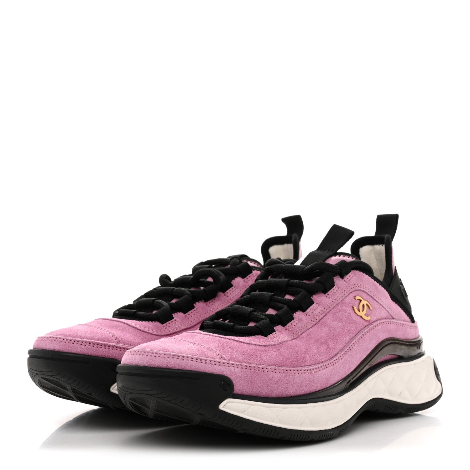 Suede Calfskin Nylon Grosgrain CC Sneakers 39 Dark Pink