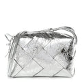 Metallic Crinkled Lambskin Maxi Intrecciato Small Cassette Camera Bag Silver