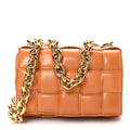 Lambskin Maxi Intreccio Padded Chain Cassette Crossbody Bag Clay