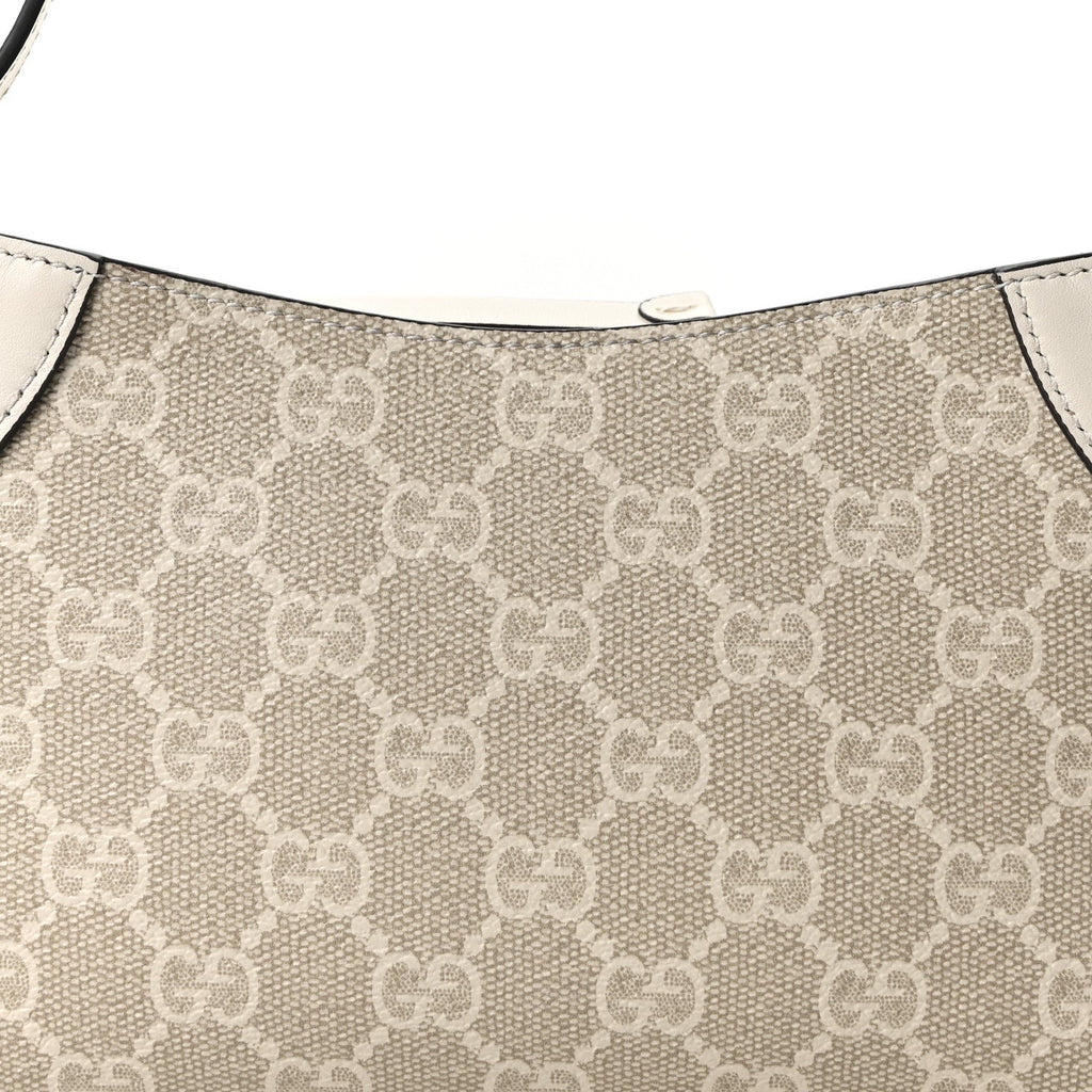 GG Monogram Calfskin Small Emblem Shoulder Bag Beige Mystic White