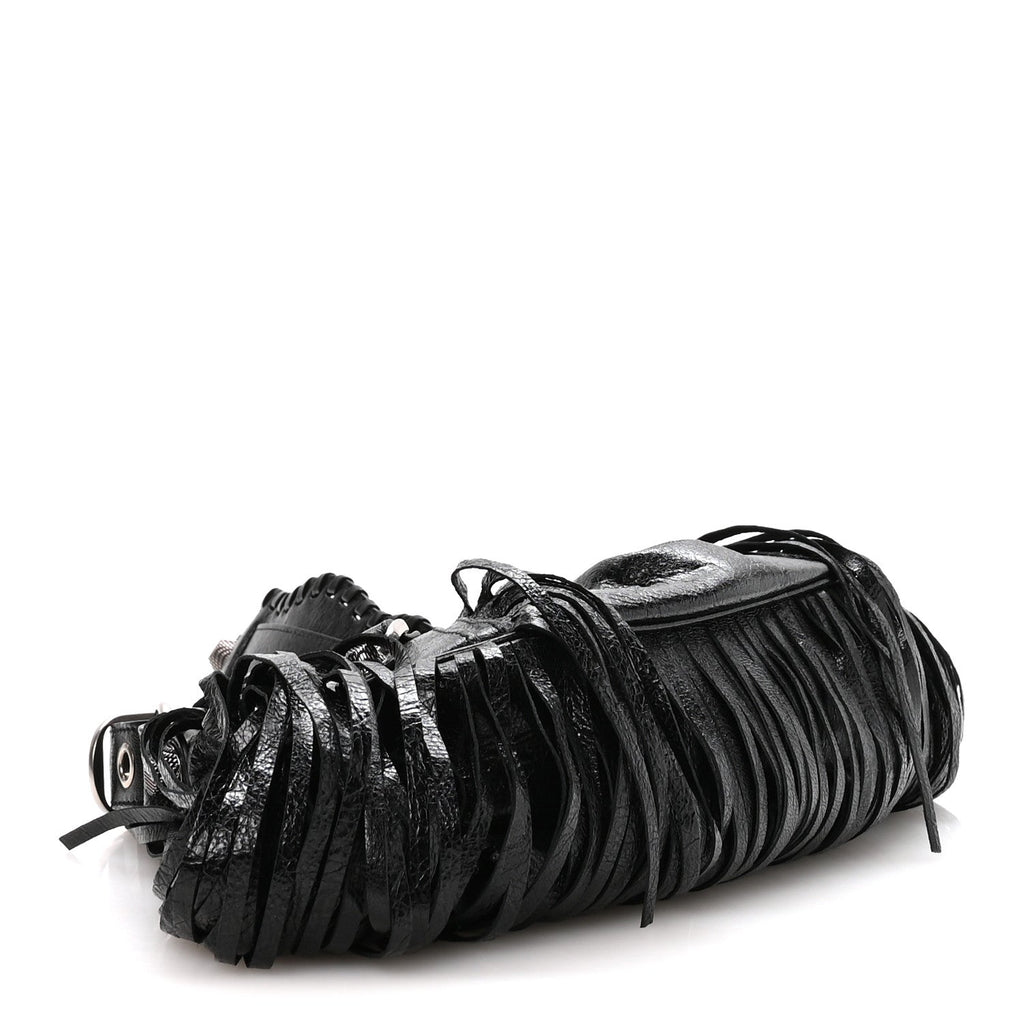 Agneau Arena Le Cagole Fringe Shoulder Bag XS Black
