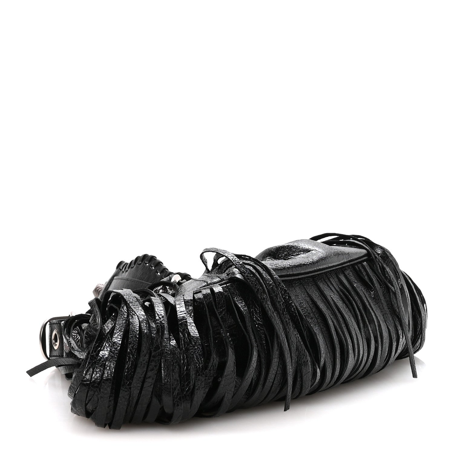 Agneau Arena Le Cagole Fringe Shoulder Bag XS Black