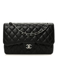 Caviar Quilted Jumbo Double Flap Black