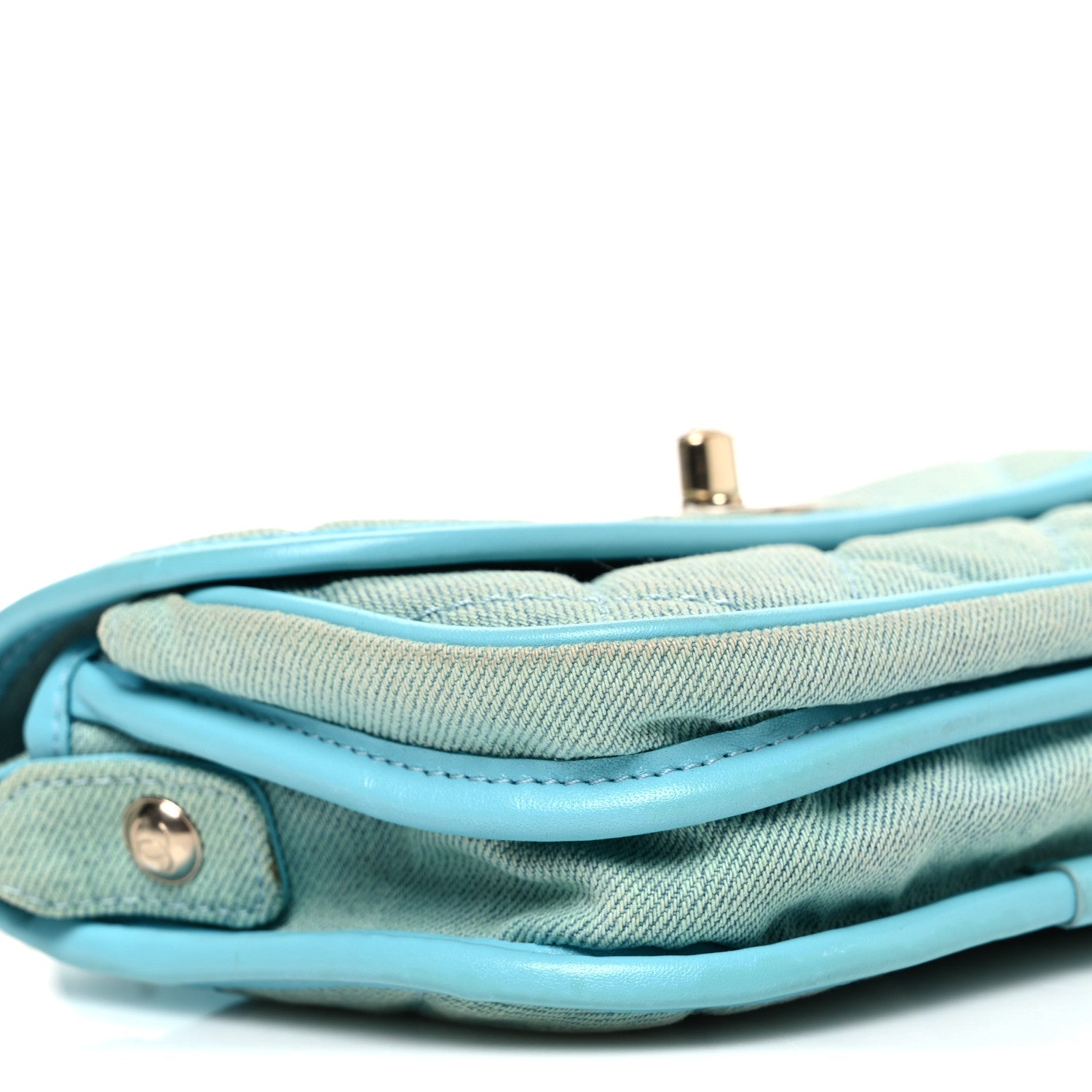 Denim Quilted Small Messenger Flap Neon Blue