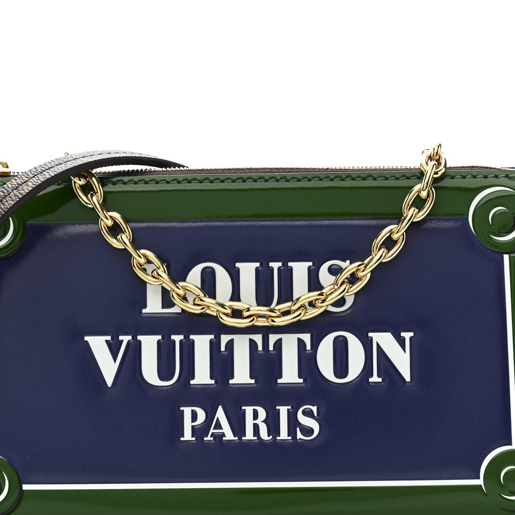 Monogram Calfskin Embossed Lexington Pouch Blue Green