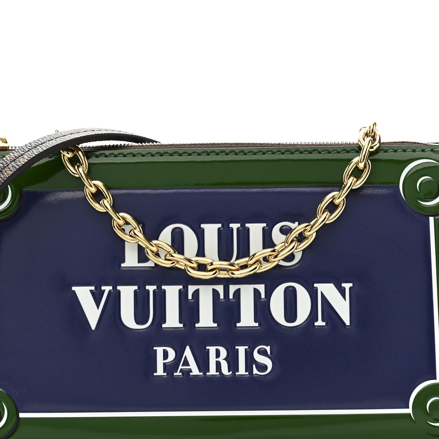 Monogram Calfskin Embossed Lexington Pouch Blue Green