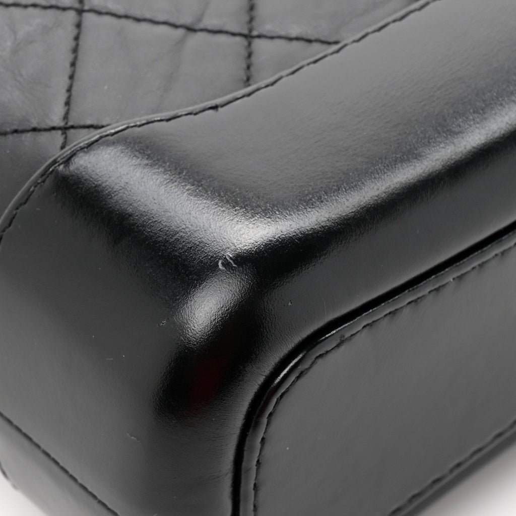 Aged Calfskin Quilted Small Gabrielle Hobo Black