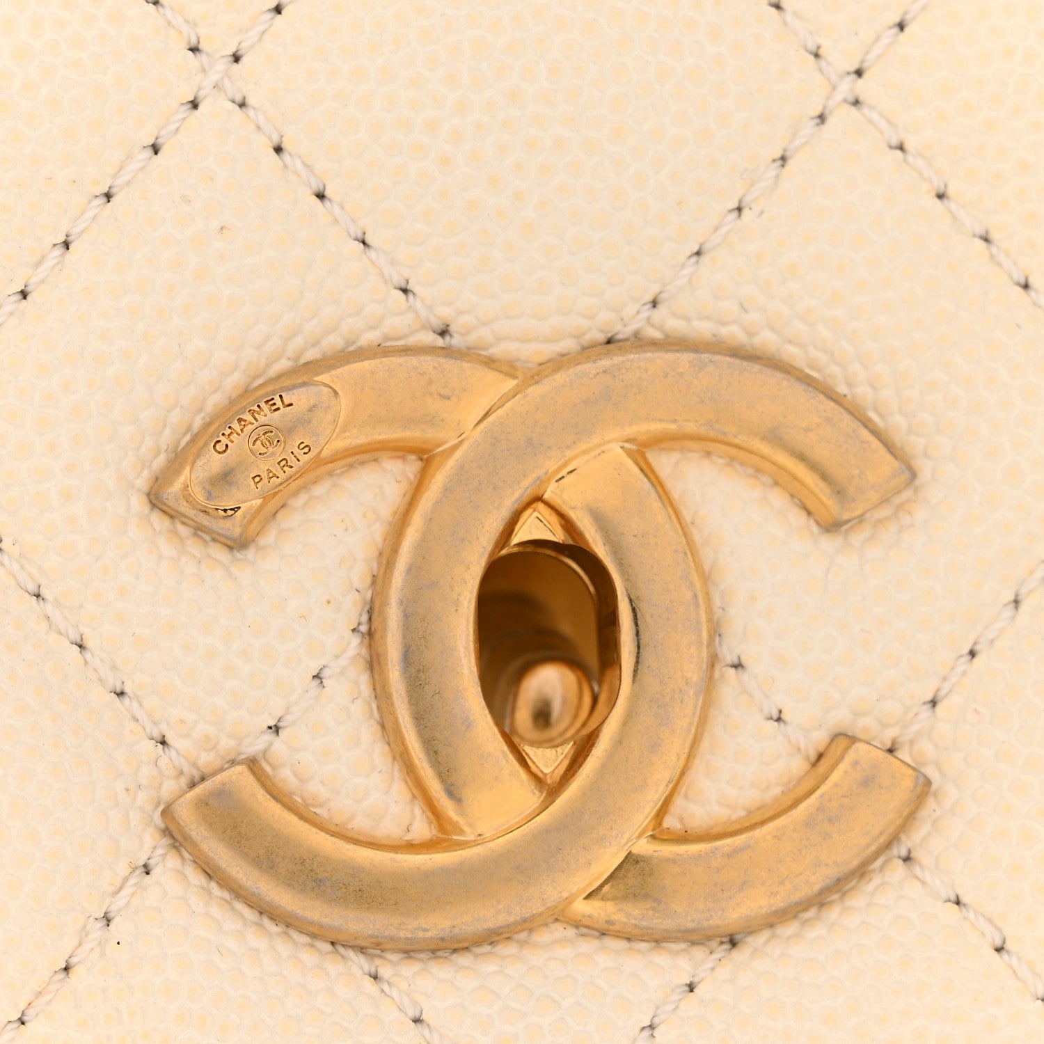 Caviar Lizard Quilted Small Coco Handle Flap Ivory