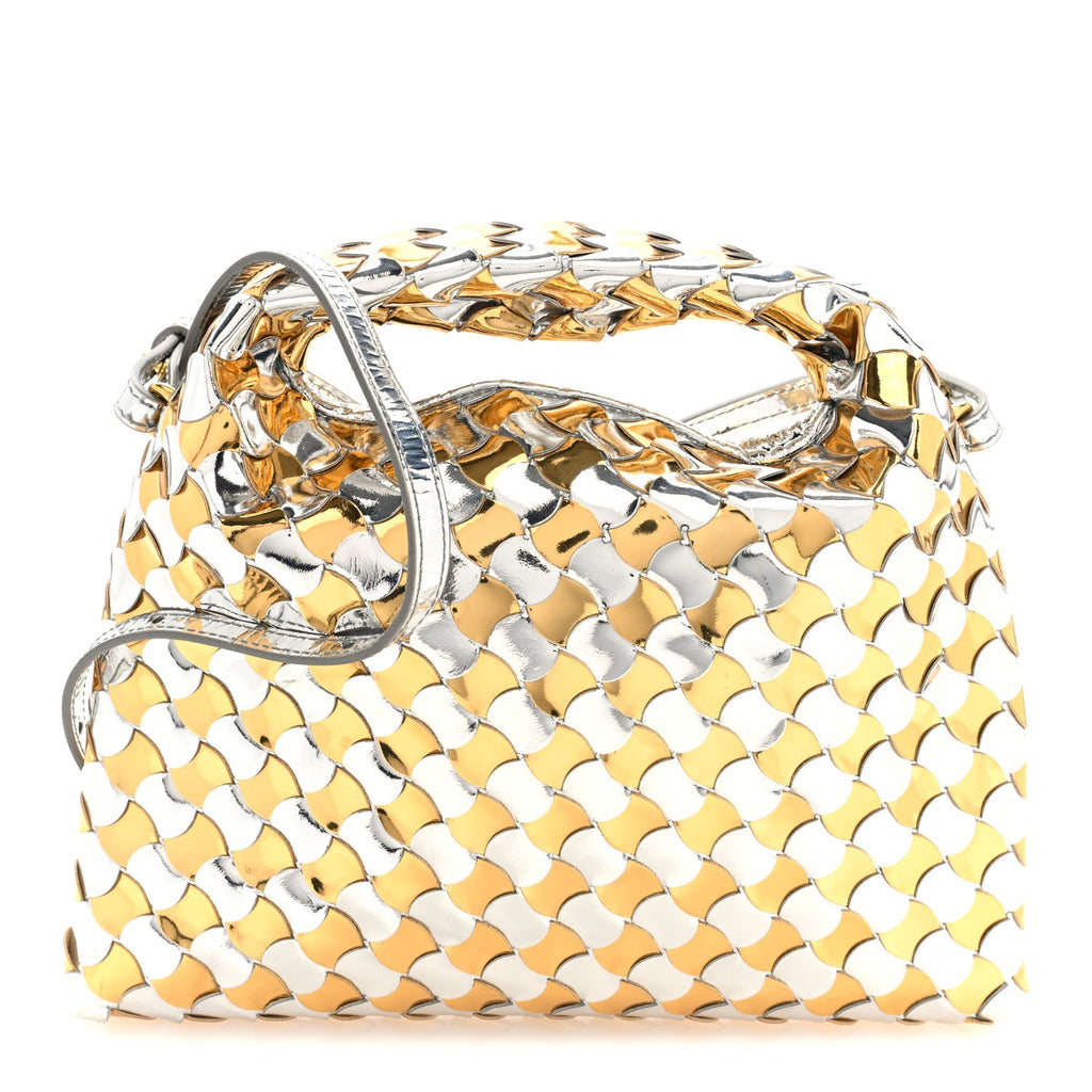 Metallic Lambskin Intrecciato Mini Hop Silver Gold