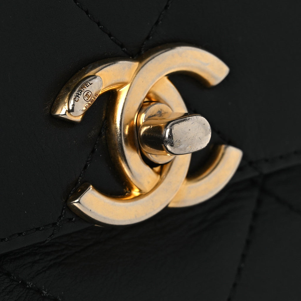Calfskin Quilted Mini Framing Chain Bag Black