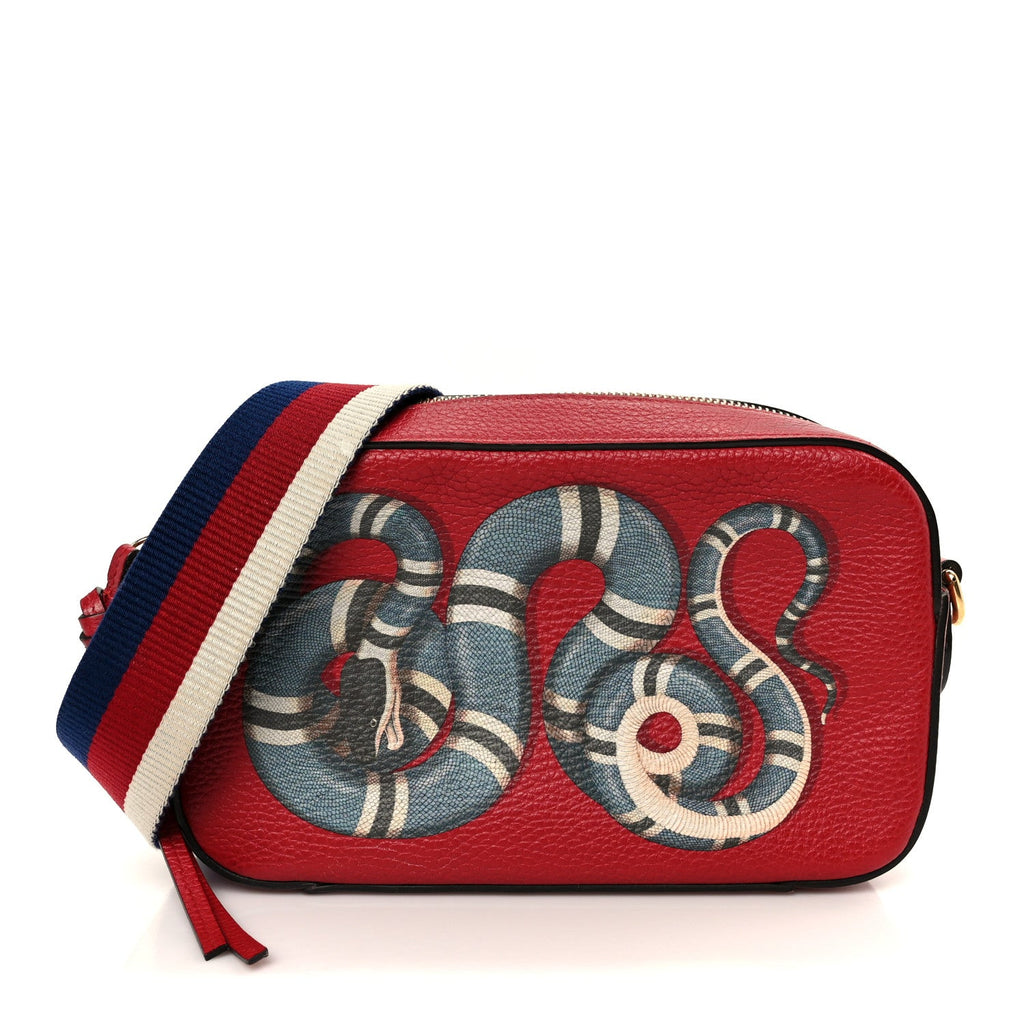 Grained Calfskin Sylvie Web Kingsnake Small Camera Bag Red Multicolor