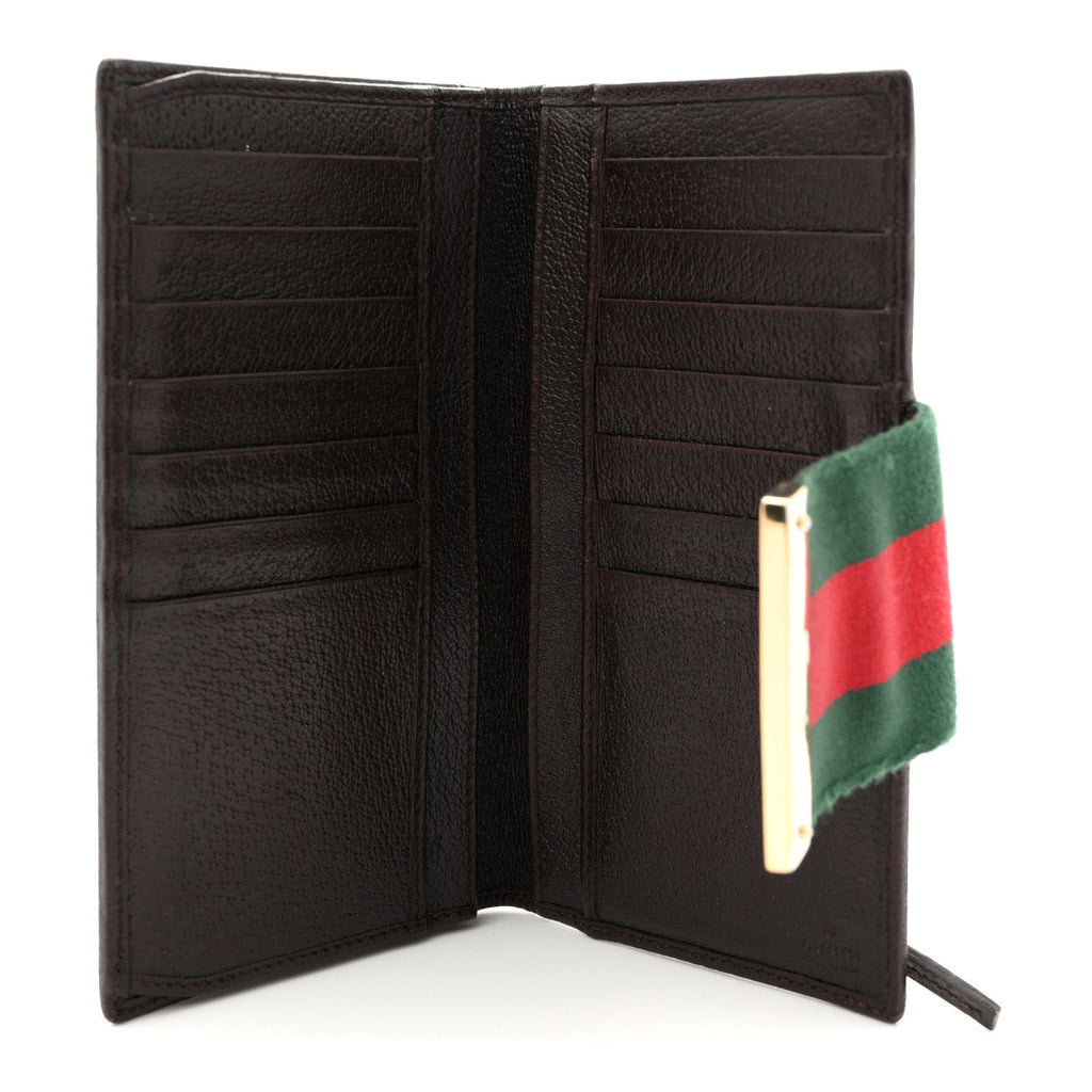 Monogram Calfskin Ladies Web Continental Wallet Beige Ebony Cocoa