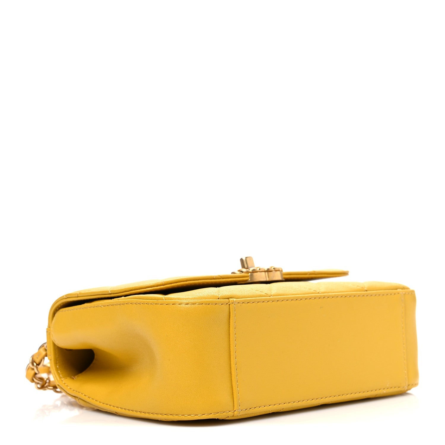 Lambskin Quilted Small Chain Infinity Top Handle Flap Yellow