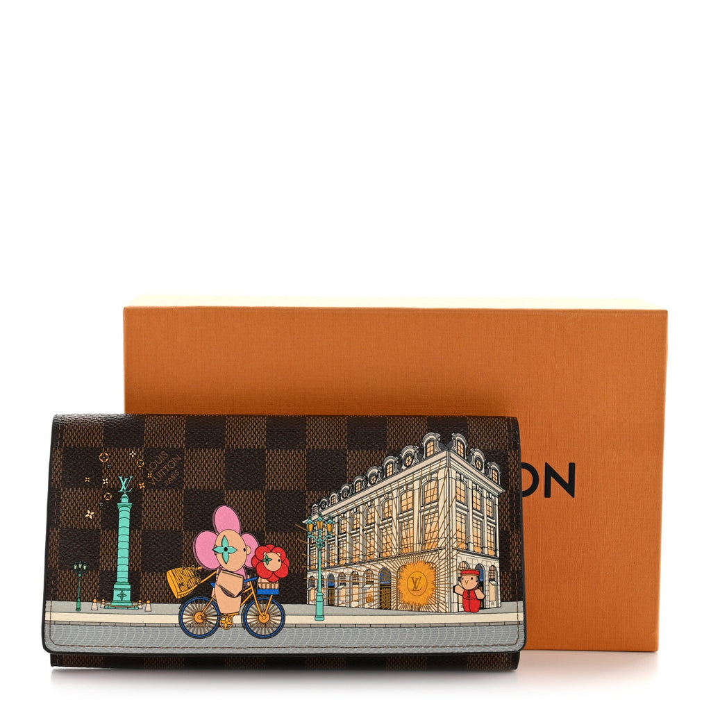 Damier Ebene 2022 Christmas Animation Paris Sarah Wallet Pink