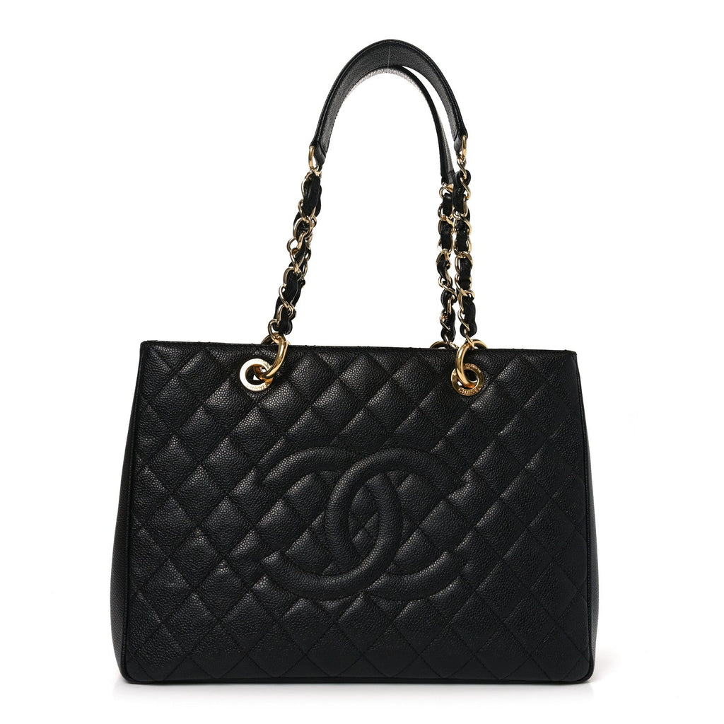 Caviar Quilted Grand Shopping Tote GST Black