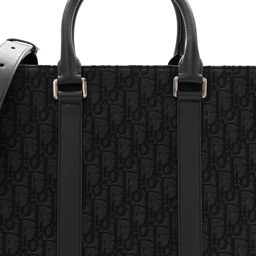 Oblique Grained Calfskin East West Tote Black