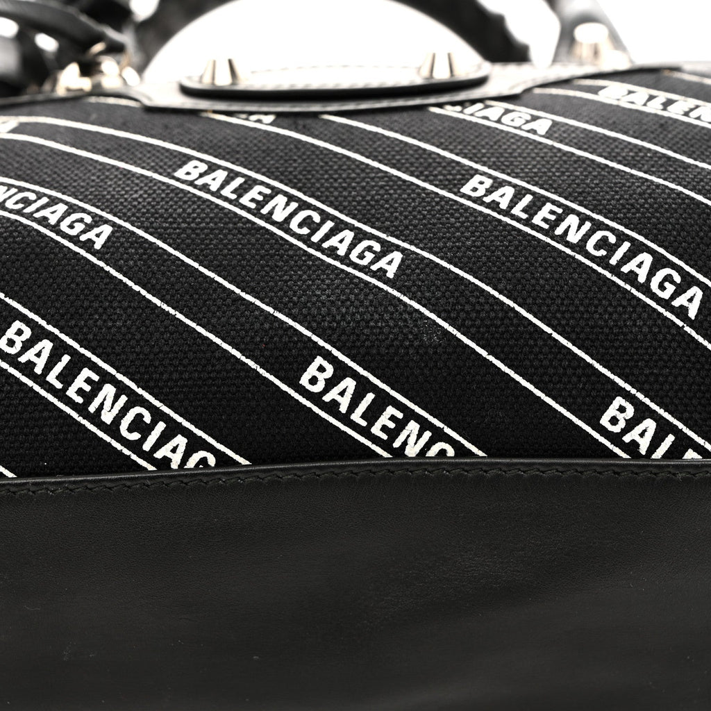 Canvas Satin Calfskin Diagonal Allover Logo Print Classic Silver Hardware S City Black White
