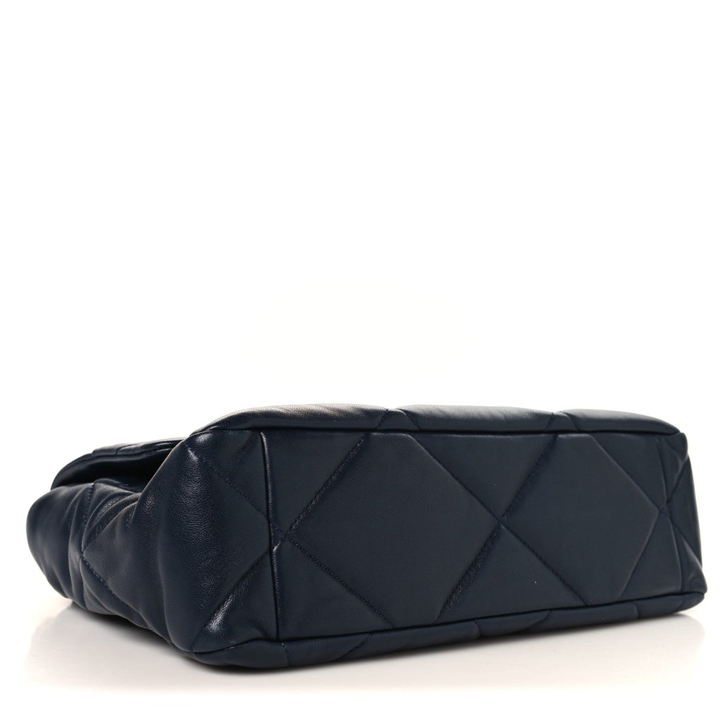 Lambskin Quilted Large Chanel 19 Flap Navy Blue