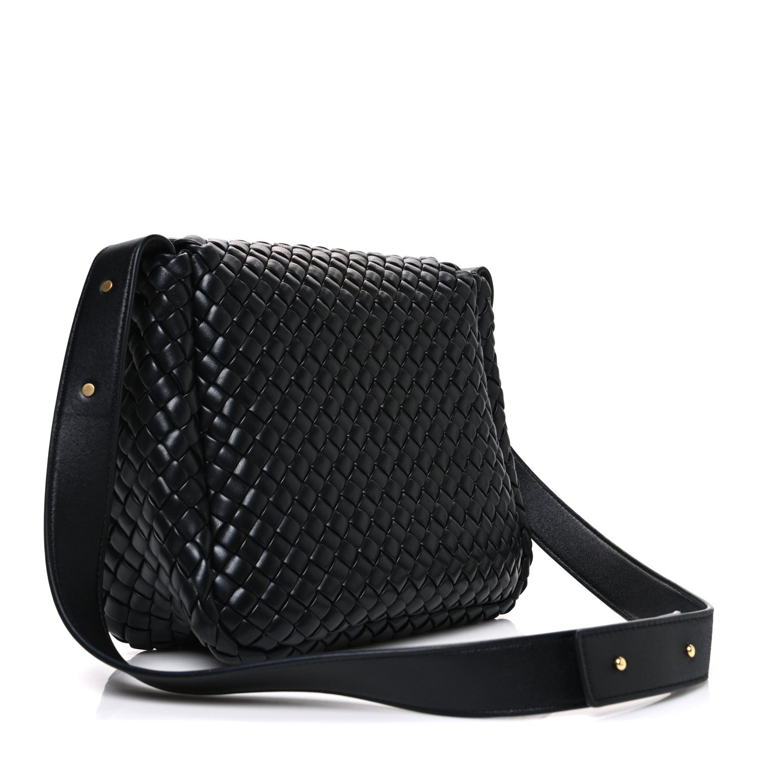 Nappa Intrecciato Small Cobble Shoulder Bag Black