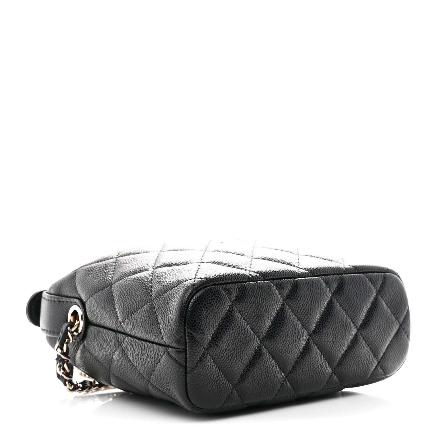 Caviar Quilted Hobo Clutch With Chain Black