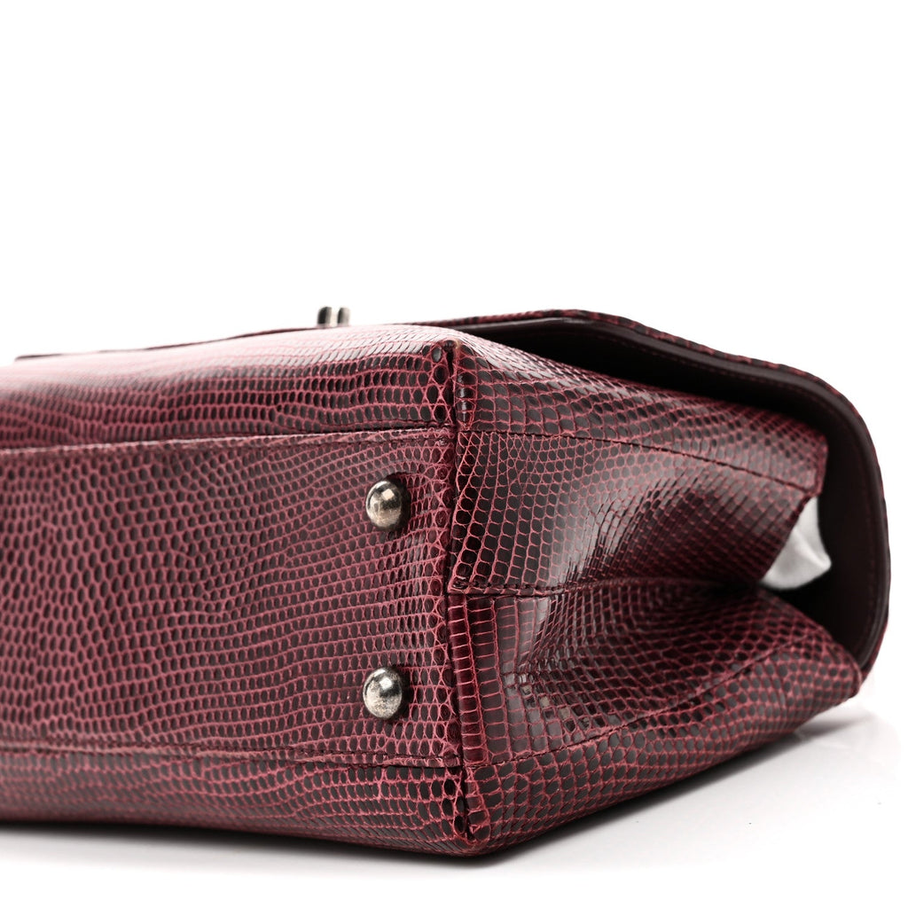Lizard Mini Coco Handle Flap Burgundy