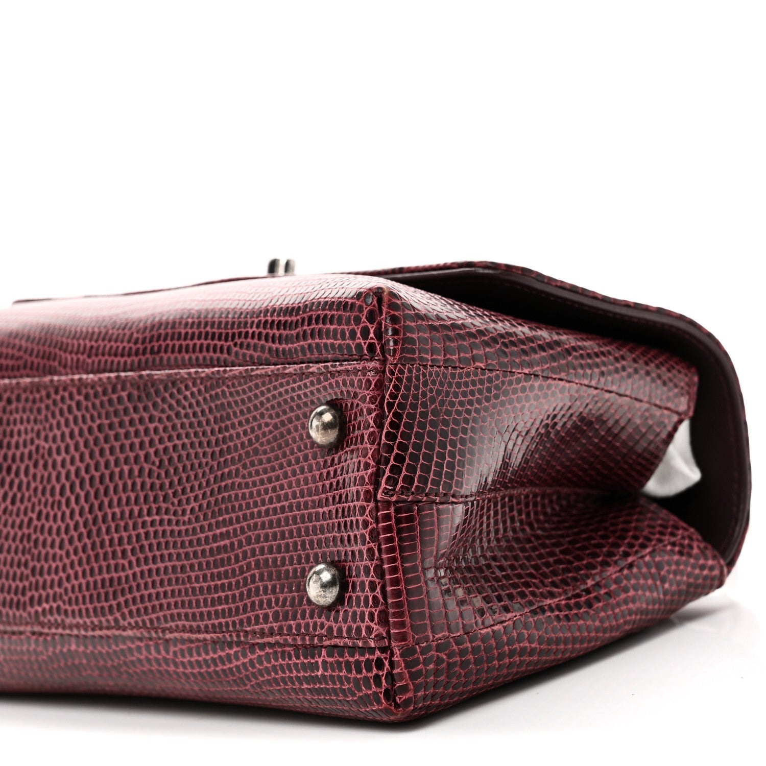 Lizard Mini Coco Handle Flap Burgundy