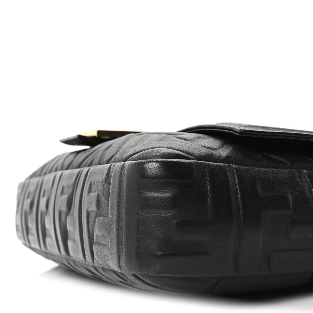 Nappa FF 1974 Embossed Large Baguette Black