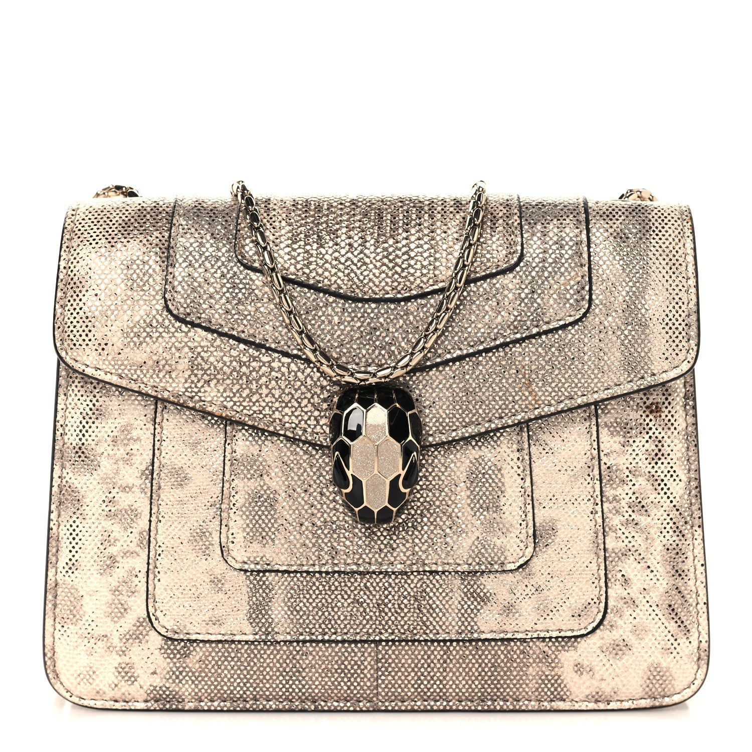 Metallic Karung Serpenti Forever Top Handle Gold