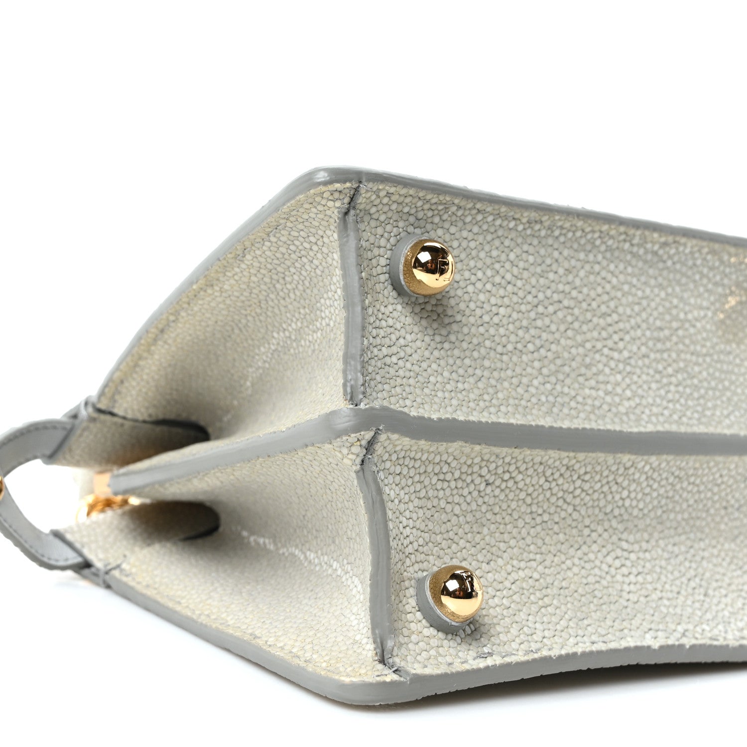 Stingray Shiny Nappa Petite Peekaboo I SEE U Satchel Pearl Grey