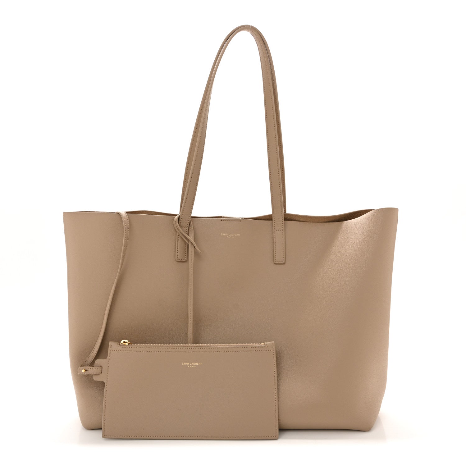 Calfskin Large Shopping Tote Dark Beige