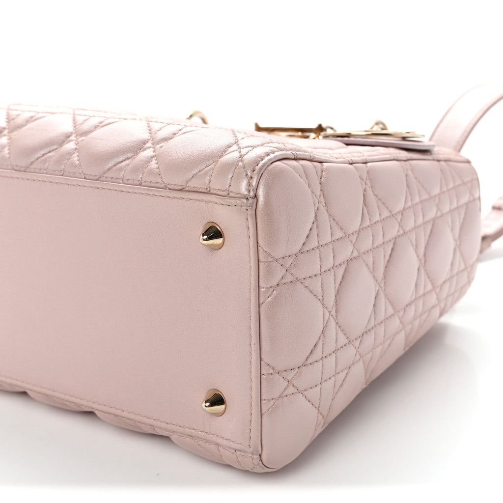 Pearly Lambskin Cannage Medium Lady Dior Lotus