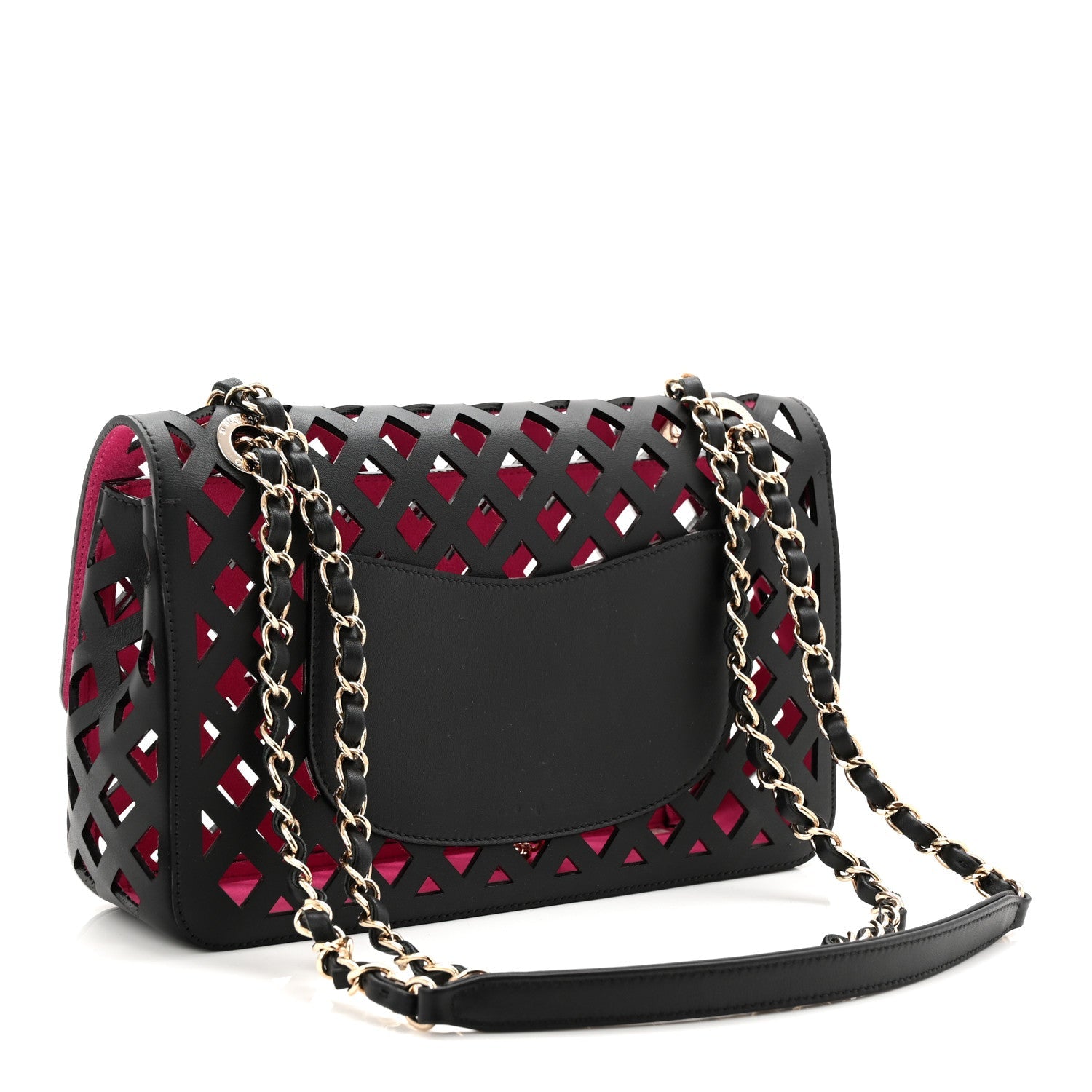 Lambskin Sea Through Flap Black Multicolor