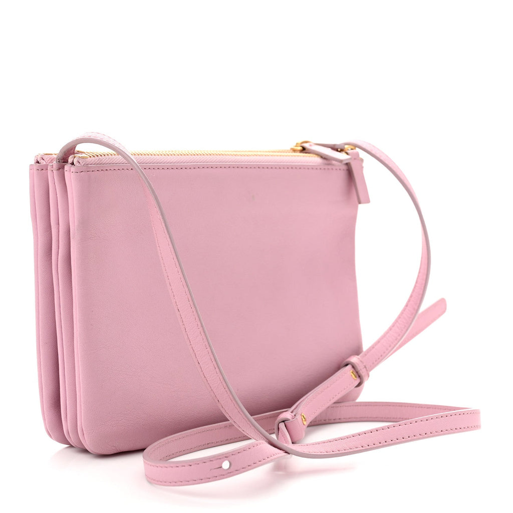 Lambskin Small Trio Crossbody Bag Pink