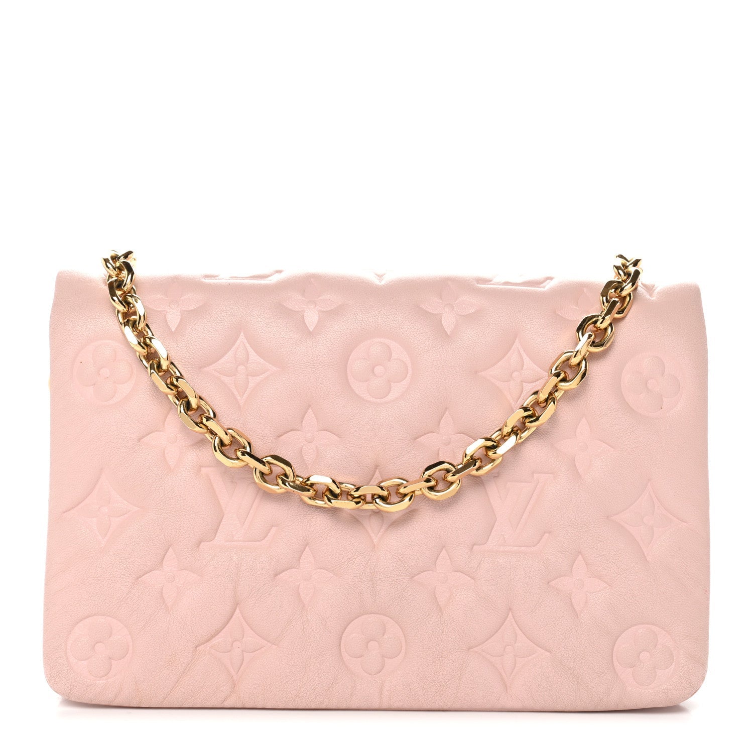 Lambskin Embossed Monogram Pochette Coussin Rose