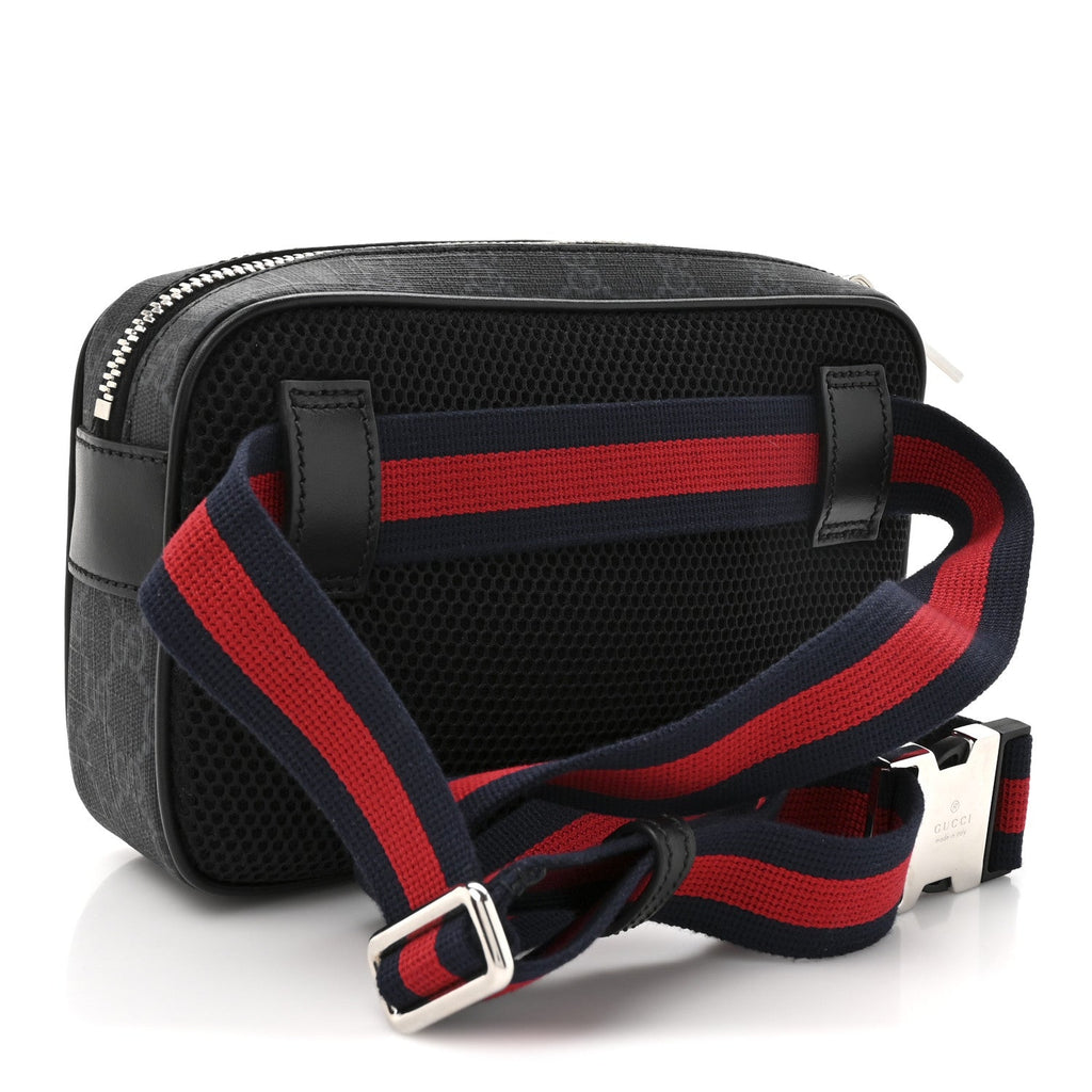 Soft GG Supreme Monogram Web Belt Bag Black Grey