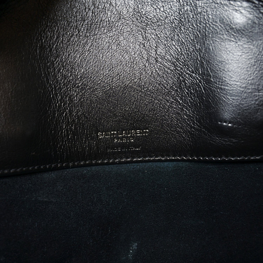 Textured Patent Large Souple Sac De Jour Black