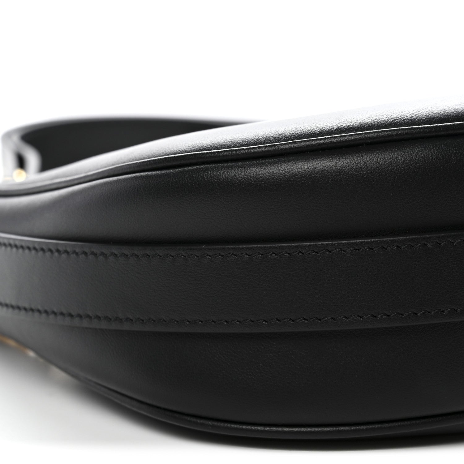 Smooth Calfskin Medium Strap Ava Shoulder Bag Black