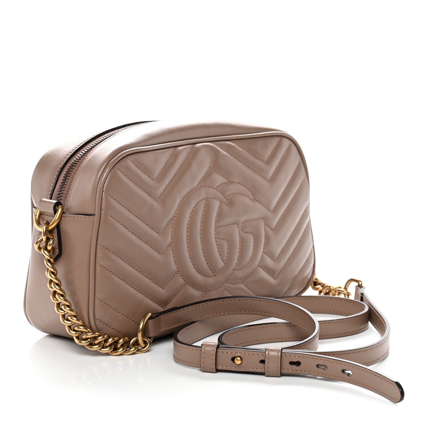 Calfskin Matelasse Small GG Marmont Chain Shoulder Bag Porcelain Rose