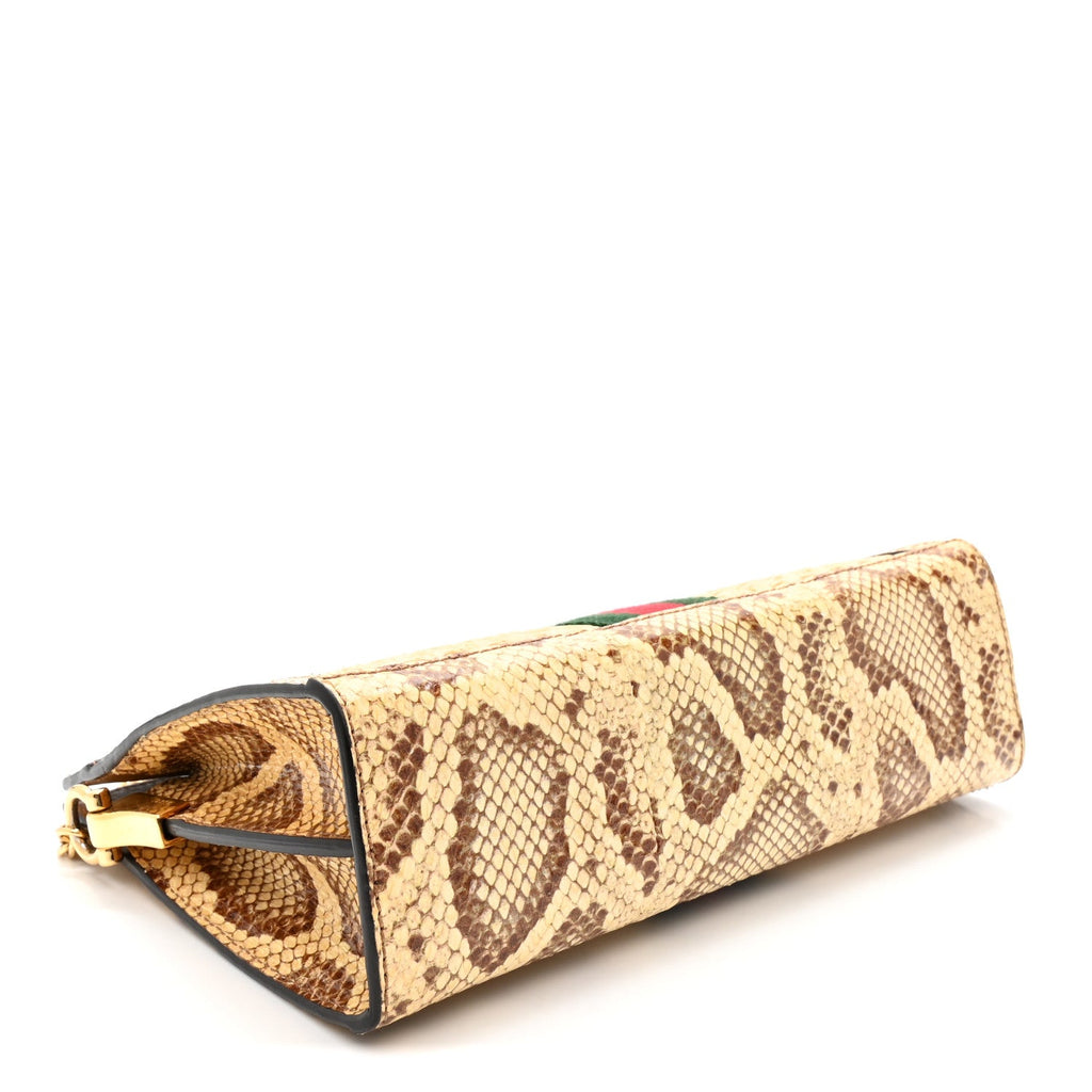 Raffia Elaphe GG Small Ophidia Chain Shoulder Bag Natural Cream Brown