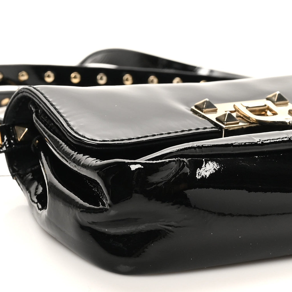 Patent Rockstud Flip Lock Flap Black