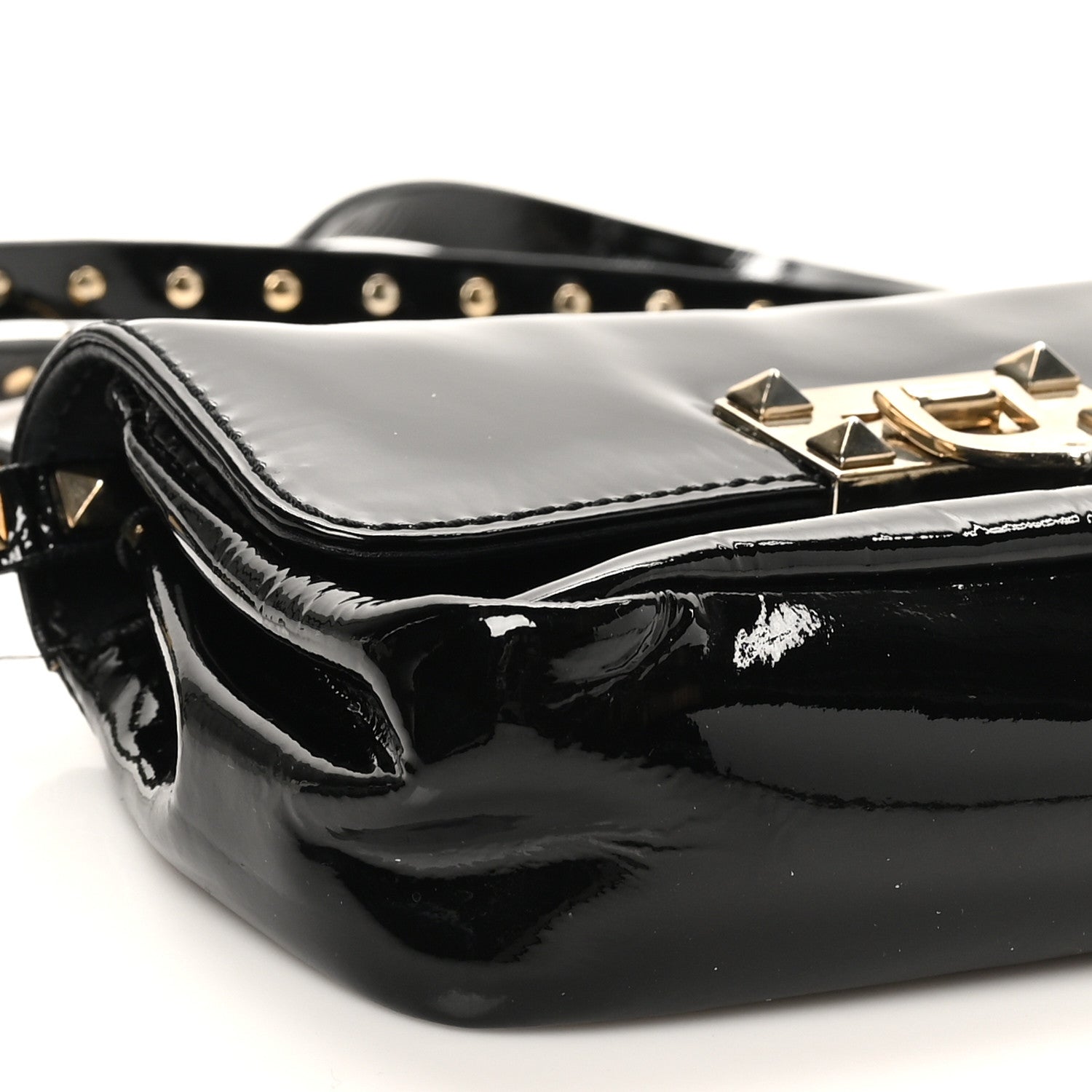 Patent Rockstud Flip Lock Flap Black